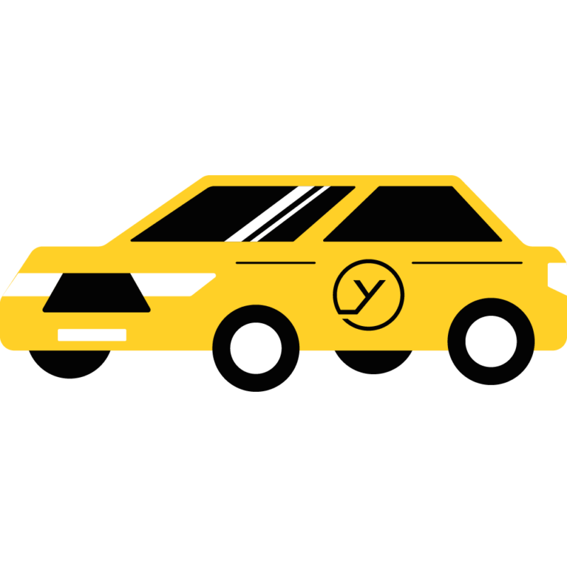 Professional graphic design spot illustration of a taxi cab for Yellow Cab Co. in Des Moines, Iowa